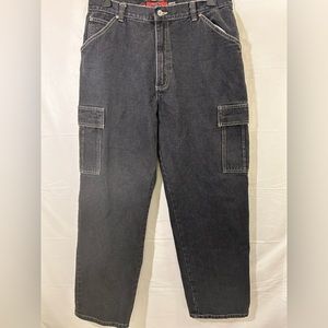 Webs W-1 Vintage 90’s Y2K Baggy Fit Black Heavy Denim Cargo Jeans See Size below